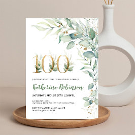 Elegante bloemige 100e verjaardagsuitnodiging voor kaart