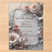 Elegante bloemige 3D Save the Date uitnodiging (Voorkant)
