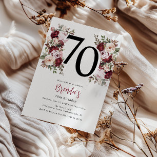 Elegante bloemige 70ste verjaardag kaart