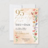 Elegante Bloemige 95e Verjaardag - 95 Save The Dat (Voorkant)