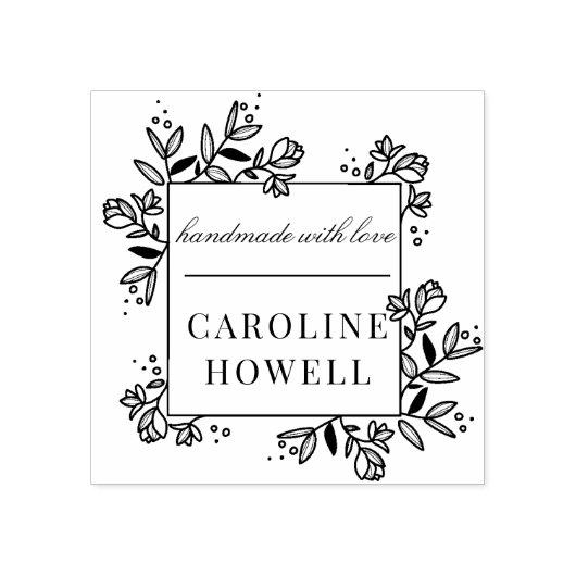 Elegante bloemige aangepaste naam handgemaakt met rubberstempel (Afrduk)