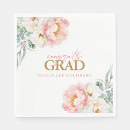 Elegante bloemige afstudeer servetten van papier