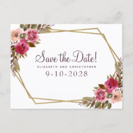 Elegante Bloemige Aquarel Save The Date Trouwen Aankondigingskaart