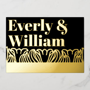 Elegante bloemige Art Deco moderne gouden bruiloft Folie Uitnodiging