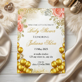 Elegante Bloemige Baby Shower Kaart