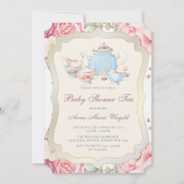 Elegante Bloemige Baby Shower Thee Kaart