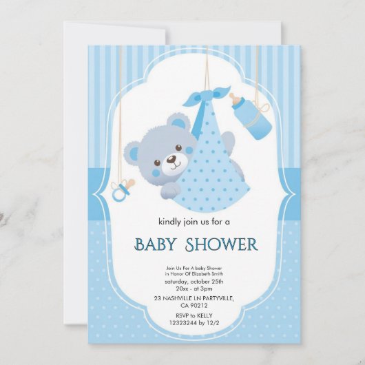 Elegante Bloemige Baby Shower Uitnodiging (Voorkant)