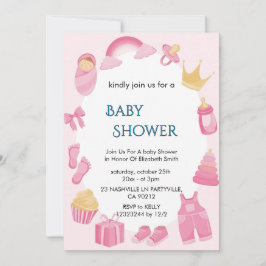 Elegante Bloemige Baby Shower Uitnodiging
