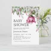 Elegante bloemige babyshower uitnodiging (Staand voorkant)