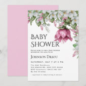Elegante bloemige babyshower uitnodiging (Voorkant / Achterkant)