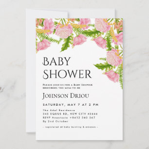 Elegante bloemige babyshower uitnodiging
