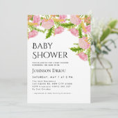 Elegante bloemige babyshower uitnodiging (Staand voorkant)