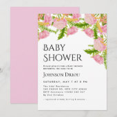Elegante bloemige babyshower uitnodiging (Voorkant / Achterkant)
