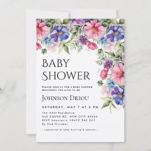 Elegante bloemige babyshower uitnodiging