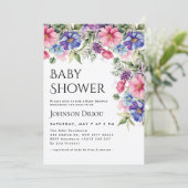 Elegante bloemige babyshower uitnodiging (Staand voorkant)