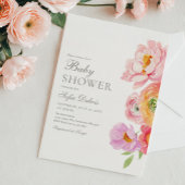 Elegante bloemige babyshower uitnodiging