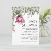 Elegante bloemige babyshower uitnodiging (Staand voorkant)