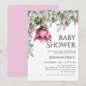 Elegante bloemige babyshower uitnodiging (Voorkant / Achterkant)