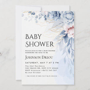 Elegante bloemige babyshoweruitnodiging kaart