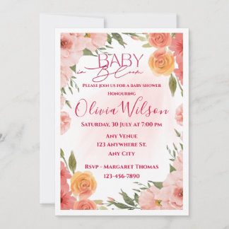 Elegante bloemige babyshoweruitnodigingen kaart
