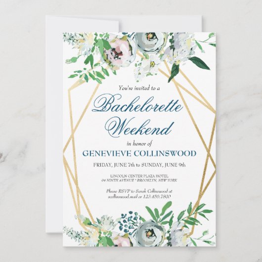 Elegante Bloemige Bachelorette Weekend Itinerarium Kaart (Voorkant)