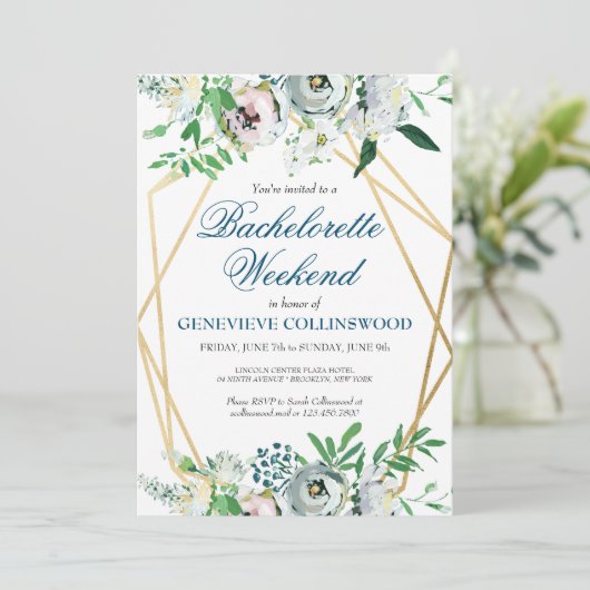 Elegante Bloemige Bachelorette Weekend Itinerarium Kaart (Staand voorkant)