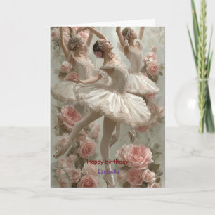Elegante bloemige ballerina verjaardagsrozen balle kaart
