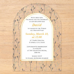 Elegante bloemige Bar Mitzvah uitnodiging