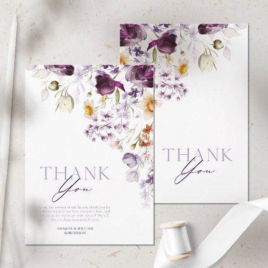 Elegante bloemige bedankkaart