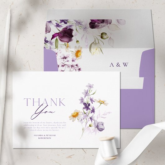 Elegante bloemige bedankkaart