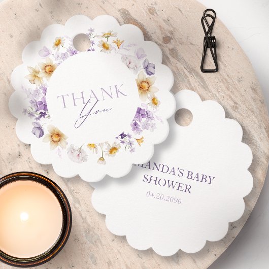 Elegante bloemige bedankkaart  bedankjes labels