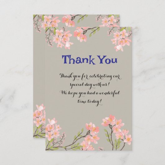 Elegante bloemige bedankkaart met gepersonaliseerd (Voorkant / Achterkant)
