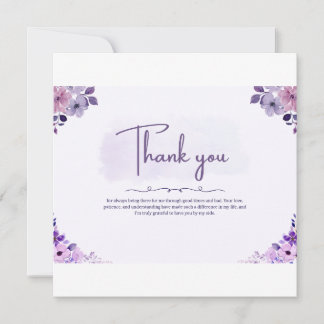 Elegante Bloemige Bedankkaart – Paars & Roze Wate