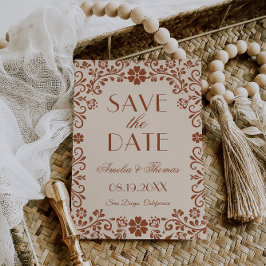 Elegante bloemige beige bruiloft save the date