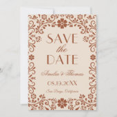 Elegante bloemige beige bruiloft save the date (Voorkant)