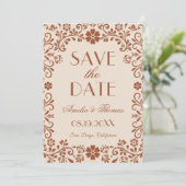Elegante bloemige beige bruiloft save the date (Staand voorkant)