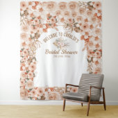 Elegante bloemige beige rozen bruidsdouche wandkleed (In situ)