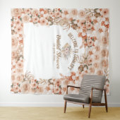 Elegante bloemige beige rozen bruiloft feest wandkleed (In Situ (horizontaal))