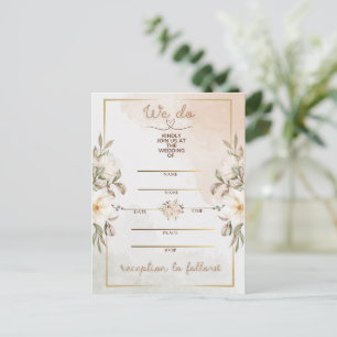 Elegante bloemige beige waterverf minimale gouden feestdagenkaart