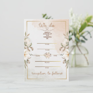 Elegante bloemige beige waterverf minimale gouden kaart