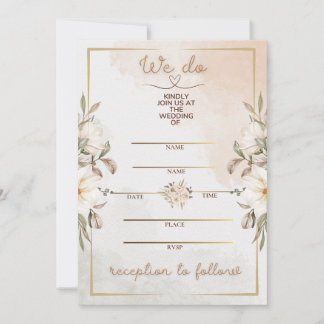 Elegante bloemige beige waterverf minimale gouden kaart