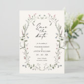 Elegante Bloemige Bewaar De Datum Save The Date (Staand voorkant)
