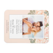 Elegante Bloemige Bewaar de Datum Trouwfoto Magneet (Horizontaal)
