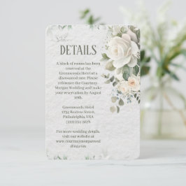 Elegante bloemige bijkaart voor de bruiloft informatiekaartje
