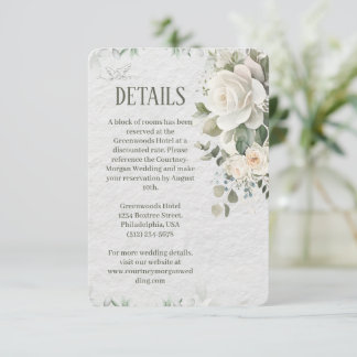 Elegante bloemige bijkaart voor de bruiloft informatiekaartje