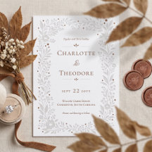 Elegante bloemige blad botanische kader trouwset