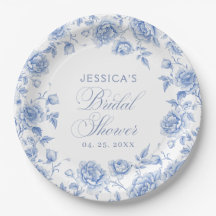 Elegante Bloemige Blauwe Chinoiserie Bruiloftsshow