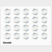 Elegante bloemige blauwe hortensia groen wedding ronde sticker (Vel)