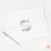 Elegante bloemige blauwe hortensia groen wedding ronde sticker (Envelop)