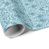 Elegante bloemige Blauwgroen damast Cadeaupapier (Rol Hoek)